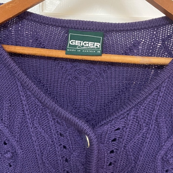 Austrian Wool Geiger Collections Royal Purple Textured Knit Cardigan Tag/Size 36 - Picture 6 of 16